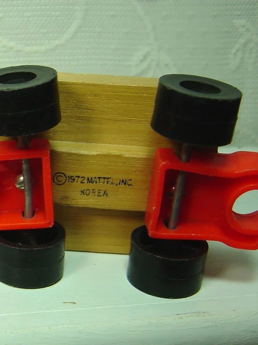 3 piece vintage wooden train set by Mattel-1972-